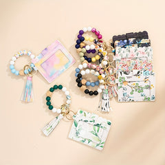 Multicolor Rainbow Leaf Starry Sky Silicone Keychain