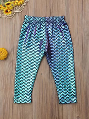 Toddler Girls Fish Scale Graphic Leggings Slim Pants