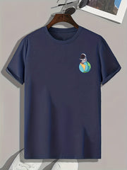 Astronaut Chest Print Men's Graphic T-shirt for Summer