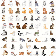60pcs Cat Series Graffiti Stickers for Laptops Helmets Water Cups DIY Sticker