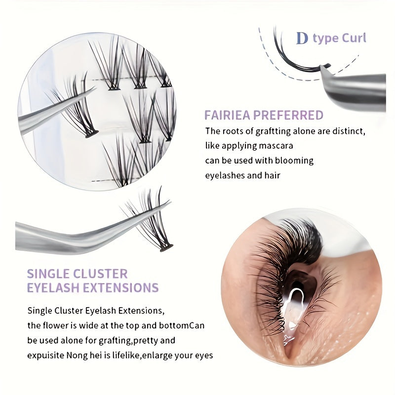 DIY Lash Extension Kit 240pcs Individual Lashes Cluster D Curling 9-16mm