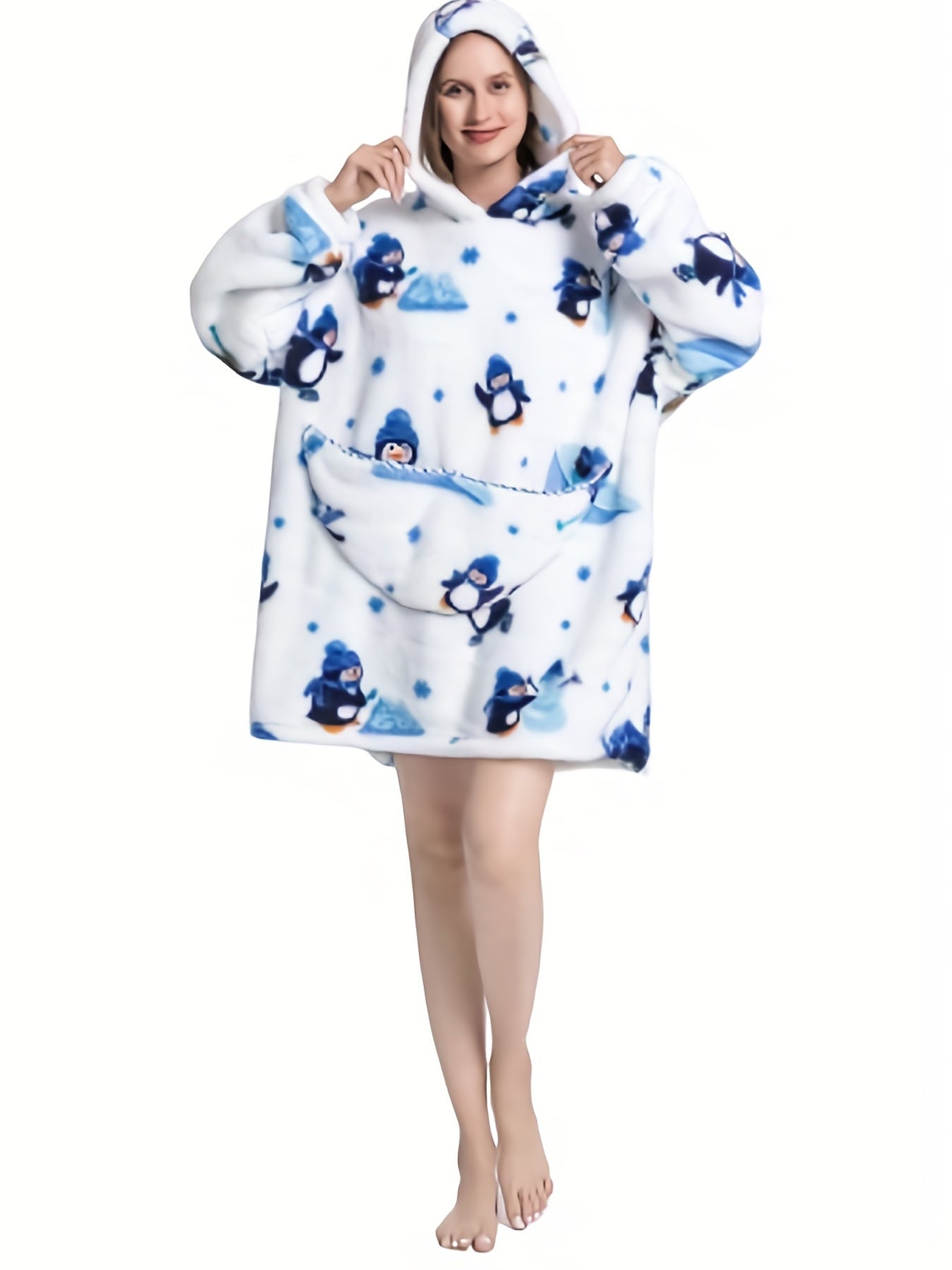 Animal Pattern Sherpa Fleece Hooded Blanket