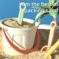 Multifunctional Straw Beach Toy Set with Folding Bucket - Play Snow, Sand, Water