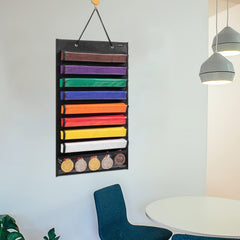 1pc Martial Arts & Taekwondo Belts Organizer - Holds 8 Belts & 5 Medals
