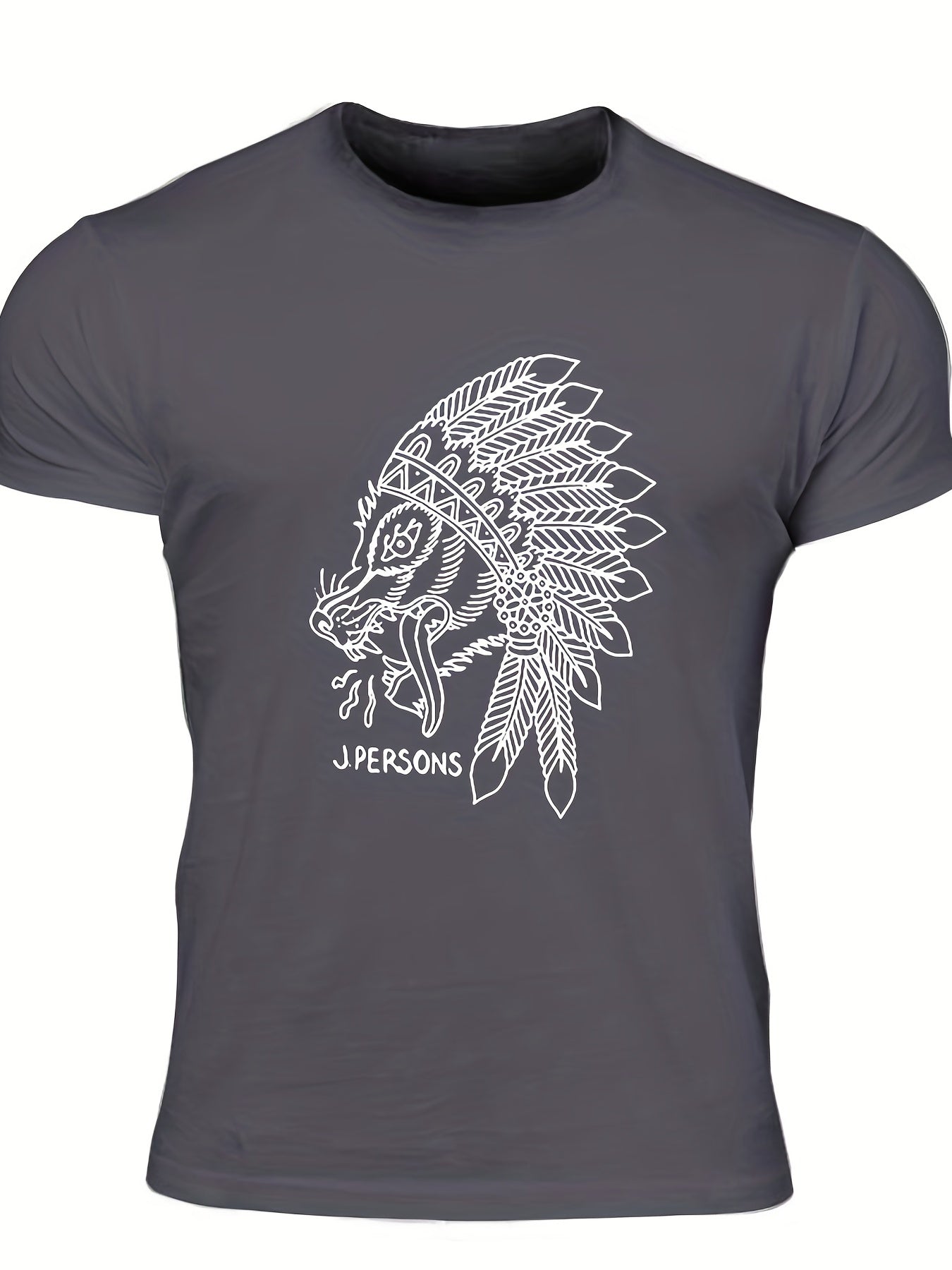 Men's Animal Sketch Print Tee Casual Crew Neck Summer Outdoor Tshirt