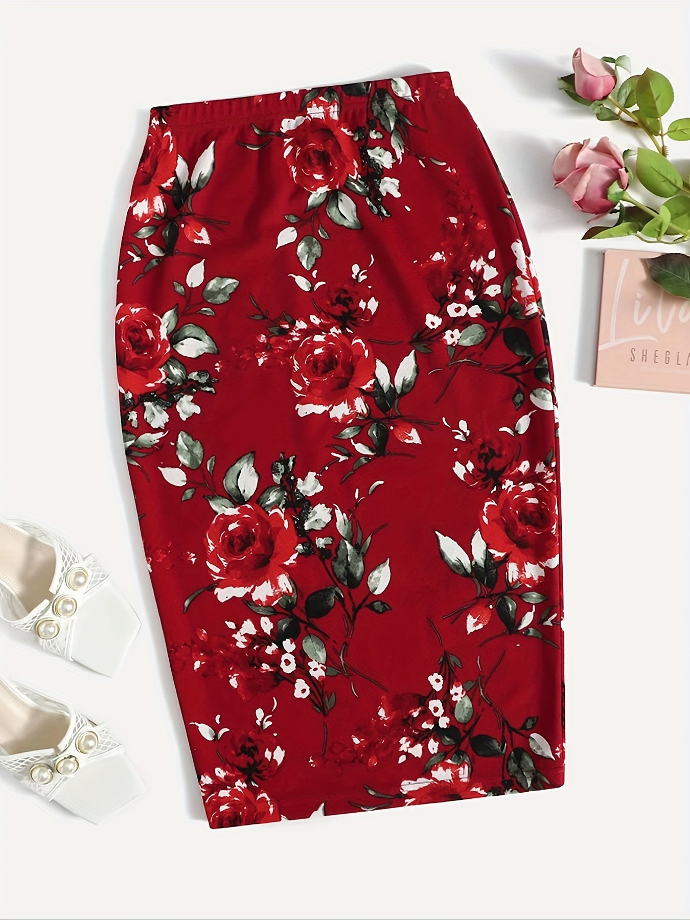 Floral Print High Waist Slim Skirt for Women