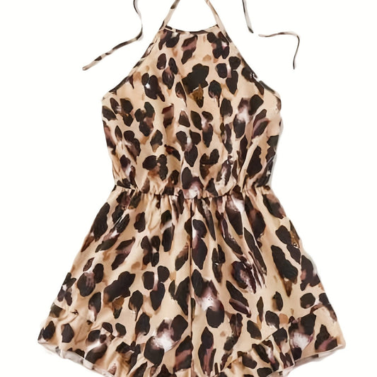 Sexy Leopard Print Halter Neck Romper