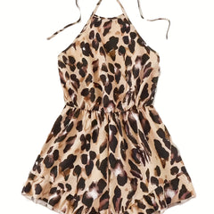 Sexy Leopard Print Halter Neck Romper