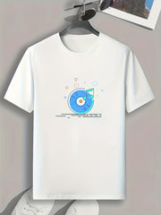 Music Pattern Print Men's Graphic T-shirt for Summer