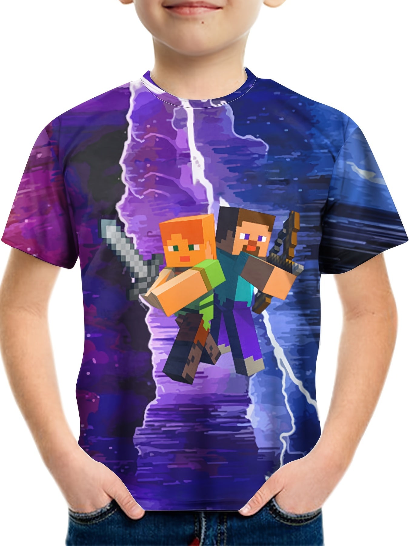 Kids 3D Print Casual T-shirt Building My World Top