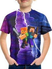 Kids 3D Print Casual T-shirt Building My World Top