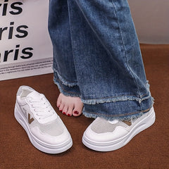 Women's Mesh Low Top Sneakers Comfortable Casual Flat Shoes