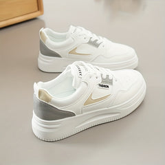 Women's Block Patchwork Non-slip Skate Shoes Thick Sole Platform Sneakers