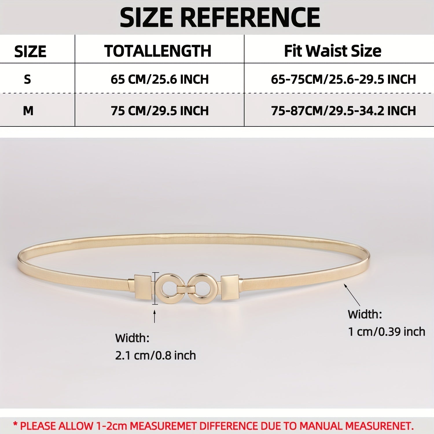 Double O Buckle Waist Chain Golden Elastic Waistband Dress Girdle