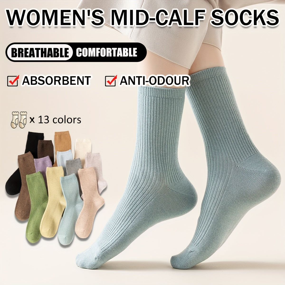 Men Women Crew Socks Breathable Soft Running Hiking Socks