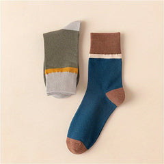 7 Pairs Striped Colorblock Socks Mid Tube Women's Stockings