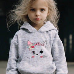 Sweet Cat Print 2pcs Girls Outfits For Sports Spring Fall Outdoor Gift
