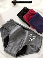 4pcs Heart Print Period Panties Anti Leak Women's Lingerie