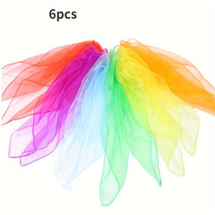 6pcs Dance Scarves Square Scarves Performance Supplies