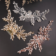 Vintage Rhinestones Hair Comb Shinny Pearl Crystal Bridal Headpiece