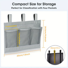 Gray Bedside Caddy for Beds and Dorms