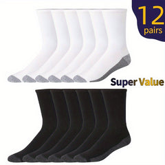 12 Pairs Sport Crew Socks Men Women Moisture Wicking Athletic Socks