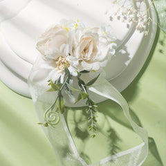 Polyester Beige Strap Wrist Flower For Women Bride Girls