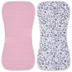 2 Pack Cotton Baby Burp Cloths Soft For Baby Girls