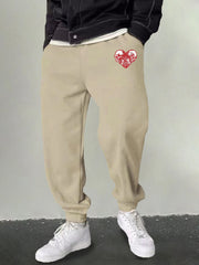 Men's Heart & Skull Graphic Sweatpants Casual Slightly Stretch Joggers
