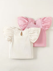 2 Baby Girl's Flutter Sleeve Tops Summer T shirts