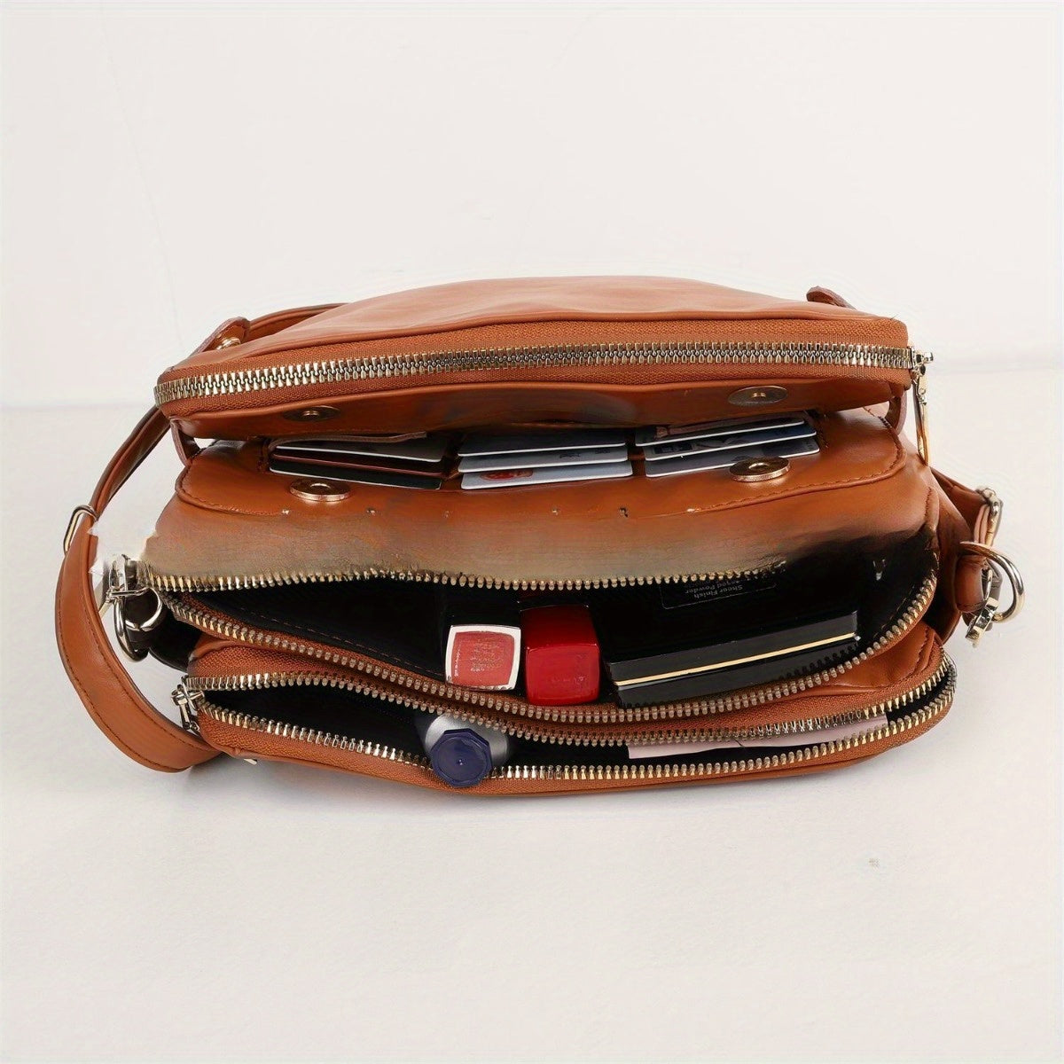 Large Capacity Crossbody Shoulder Bag for Commuting Travel Red