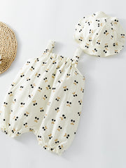 Baby Girls Star Print Suspender Pants & Hat Set