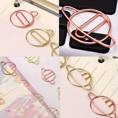 10pcs Planet Creative Paper Clip Golden Metal Paper Clip Rose Golden