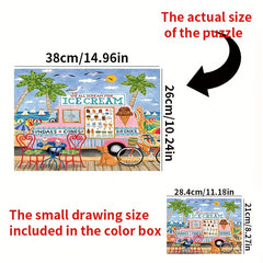 1000pcs Beach & Ice Cream Truck Jigsaw Puzzle High Complexity Skill Level