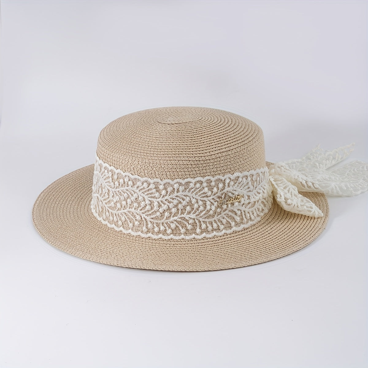 Lace Ribbon Bowknot Sun Hat Jazz Fedora Cap Straw Hat