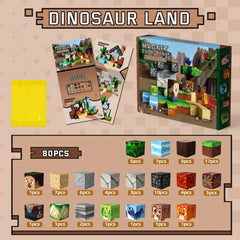 80pcs Magnetic Blocks Create Your Own Dinosaur Land Scene Magnet Tiles Toys