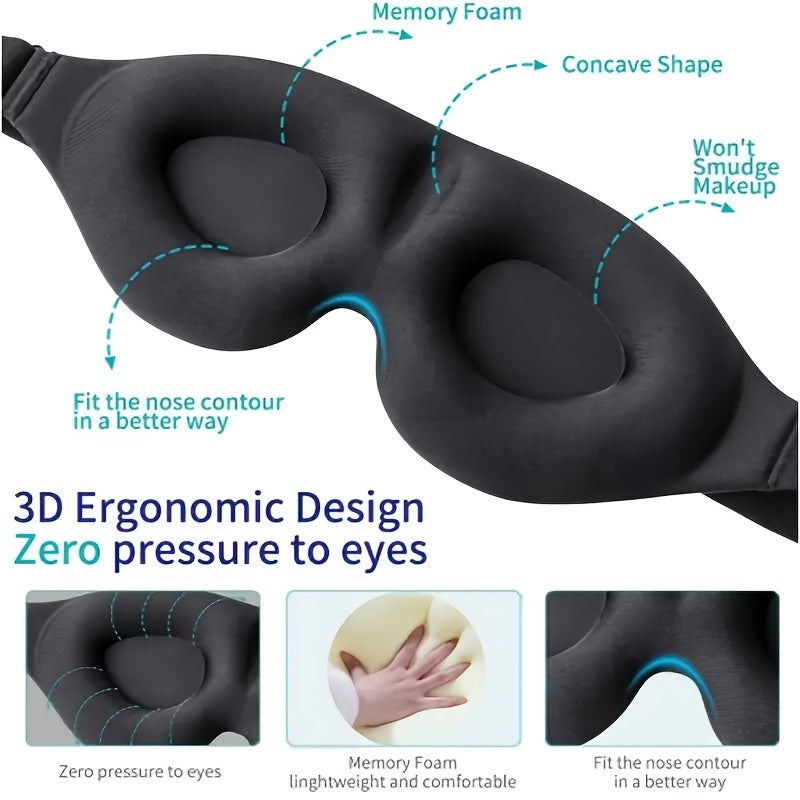 3D Soft Eye Mask for Men Women with Adjustable Band