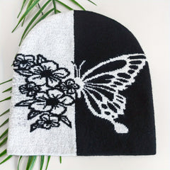 Butterfly Jacquard Beanie & Hip Hop Knit Hat - Windproof Warm Skull Cap