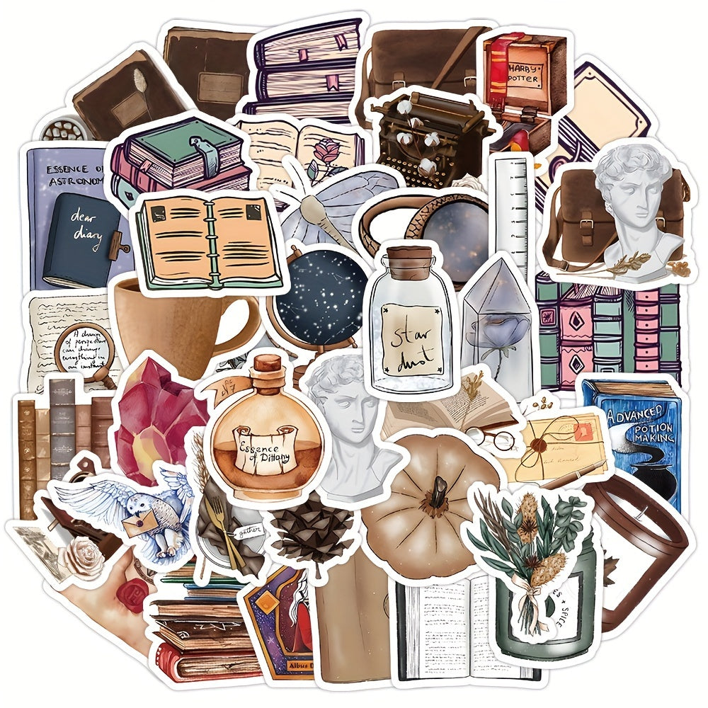 60pcs Retro Waterproof Stickers Journaling Scrapbooking Water Bottles Laptops