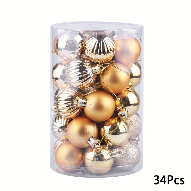 34pcs Christmas Balls Set Special Shaped Holiday Party Decoration