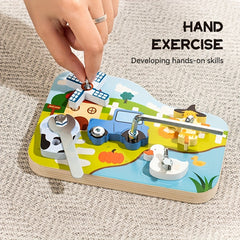 Farm Wooden Screw Twisting Toy Set