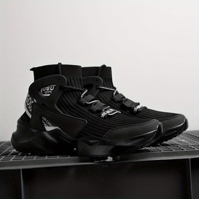 Men's High Top Knit Sneakers Lace Up Breathable
