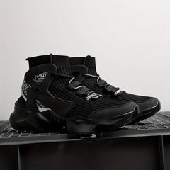 Men's High Top Knit Sneakers Lace Up Breathable