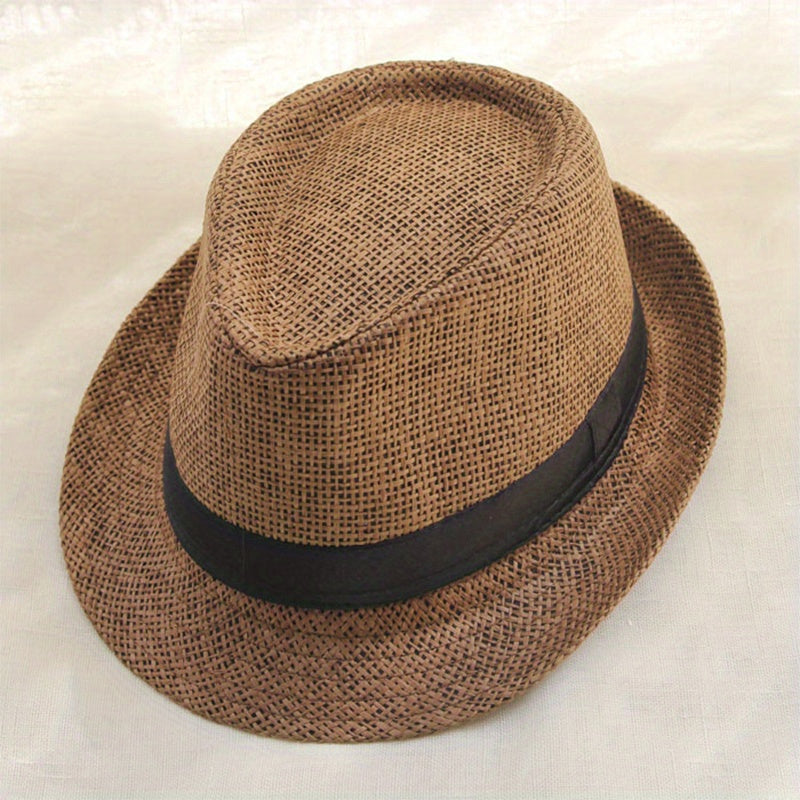 Cuffed Straw Hat Outdoor Sunshade Casual Top Hat