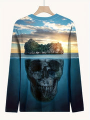 Skull Stone 3D Print Men's Long Sleeve Tee - Autumn Fashion