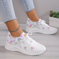 Butterfly Pattern Breathable Walking Shoes Soft Sole Non Slip Sneakers