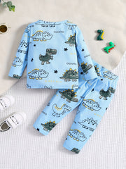 Baby Dinosaur Print Casual Outfit Set