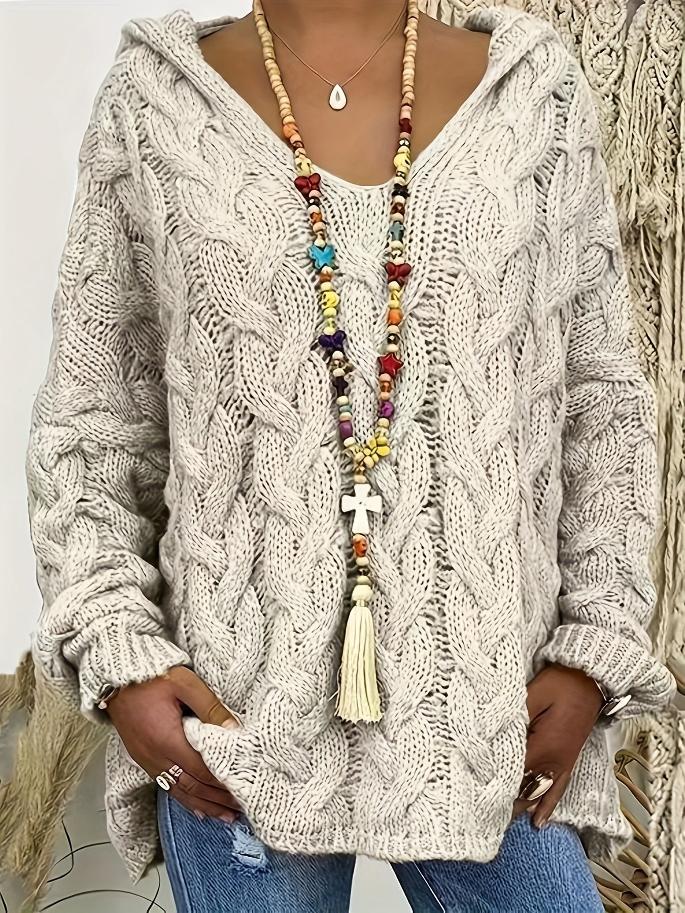 Casual Hooded Chunky Knit Sweater
