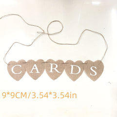 Love CARDS Linen Pennant Party Pull Flag Wedding Bunting Decoration