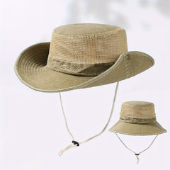 Breathable Mesh Bucket Hat Distressed Solid Sun Hat Lightweight Outdoor